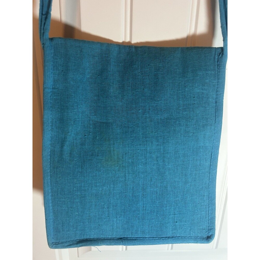 Vintage Boho Patchwork Sequin Crossbody Bag Blue Cotton India Festival Purse - Picture 8 of 12